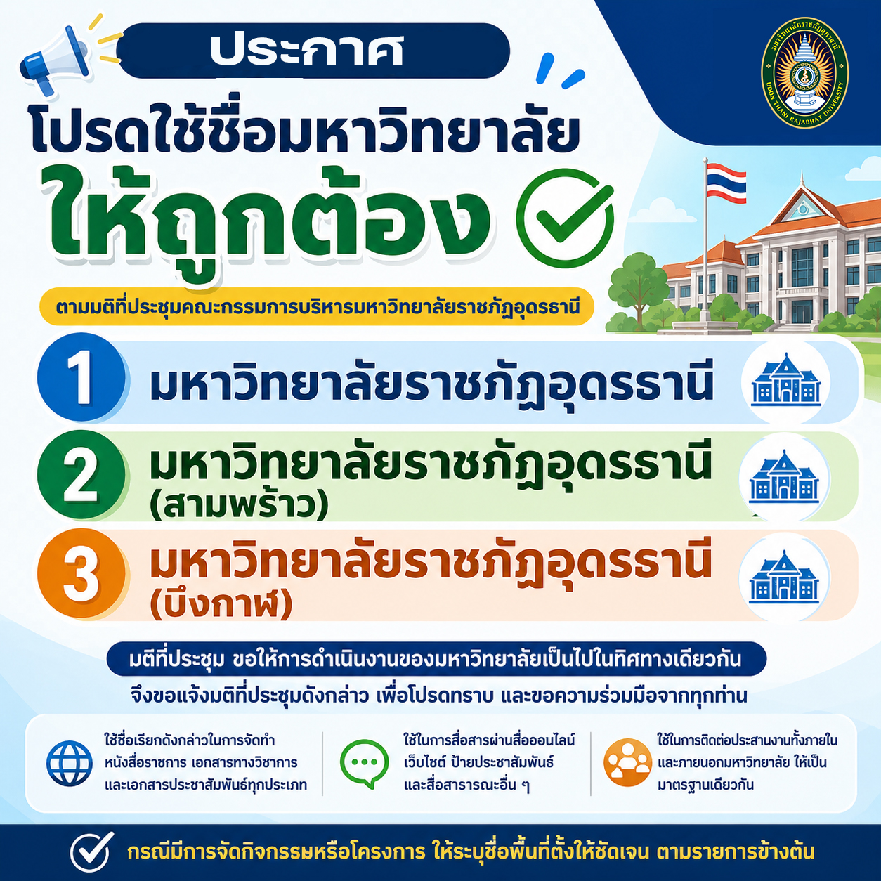 โปรดใช้ชื่อมหาวิทยาลัยให้ถูกต้อง